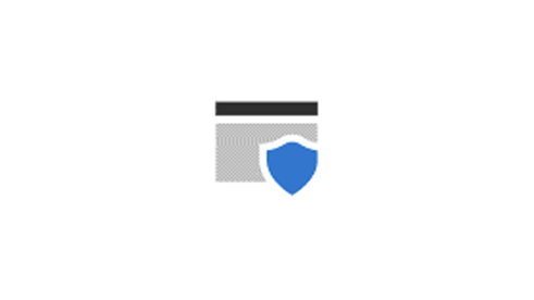Illustration of a webpage with a security shield in the bottom right corner