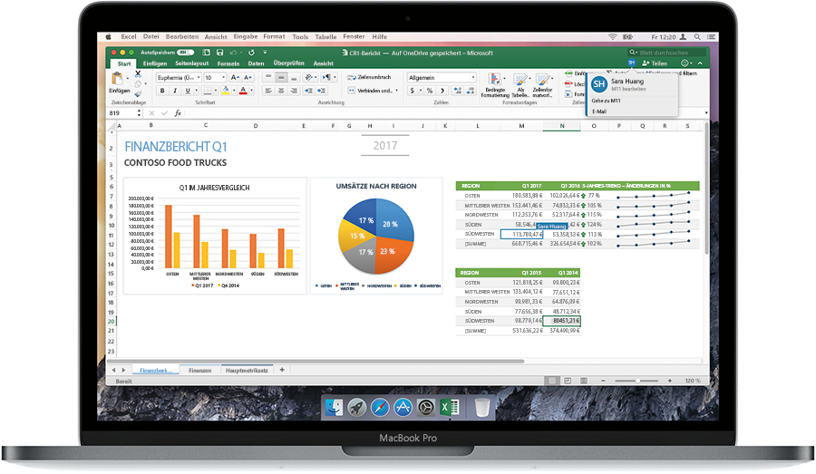 Geöffneter Laptop mit einem Finanzbericht in Excel