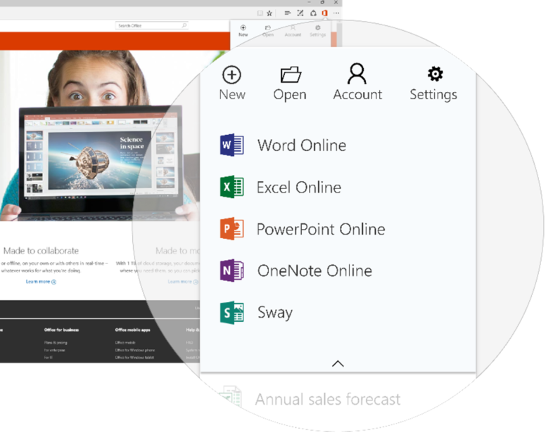 A quicker way to access and create Office documents on Microsoft Edge  browser