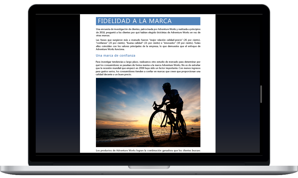 Una imagen que muestra un equipo portátil abierto y un documento de Word en el que se está trabajando.
