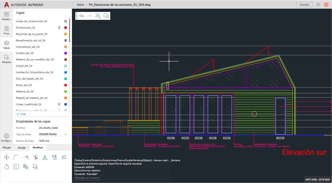 Captura de pantalla de un archivo de Autodesk AutoCAD abierto en SharePoint.