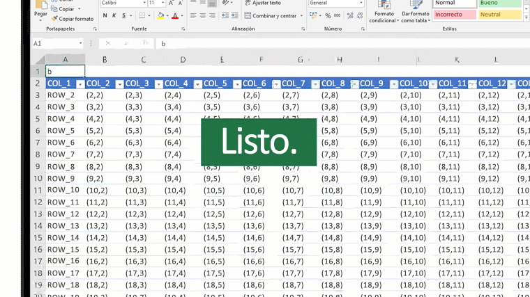 Una imagen animada que muestra la función BUSCAR en Excel.