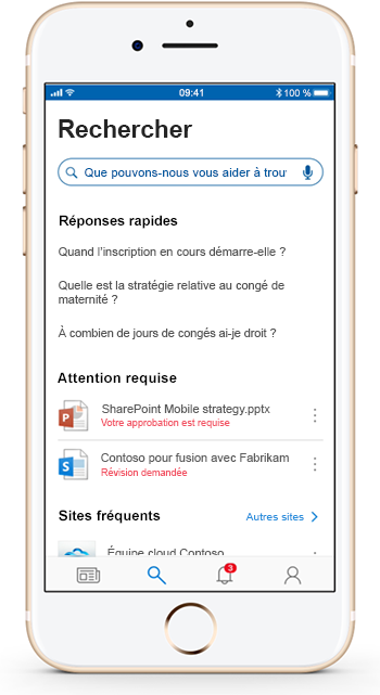 Image montrant l’application mobile SharePoint exécutée sur un appareil mobile.
