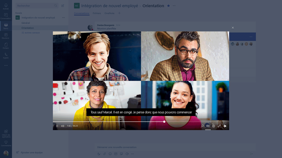 Image d’une réunion Microsoft Teams avec quatre participants.
