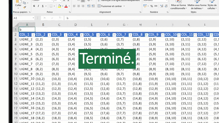 Image animée de la fonction RECHERCHE dans Excel.