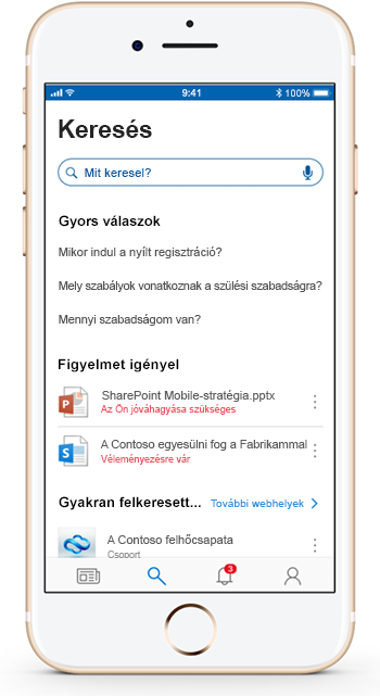 A SharePoint mobilapp mobileszközön