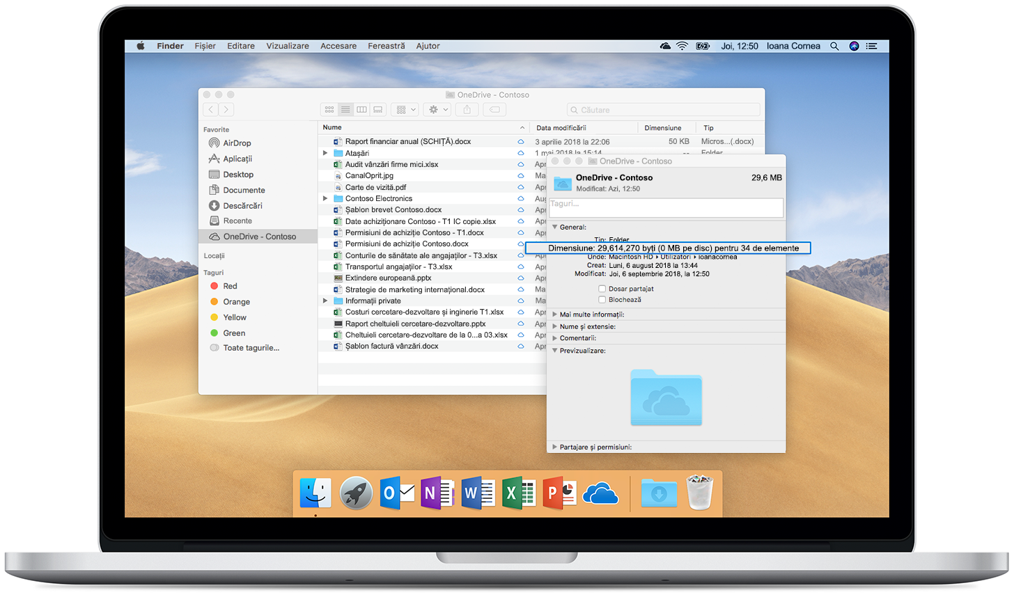 Imaginea afișează Fișiere OneDrive la cerere pe un Mac deschis.