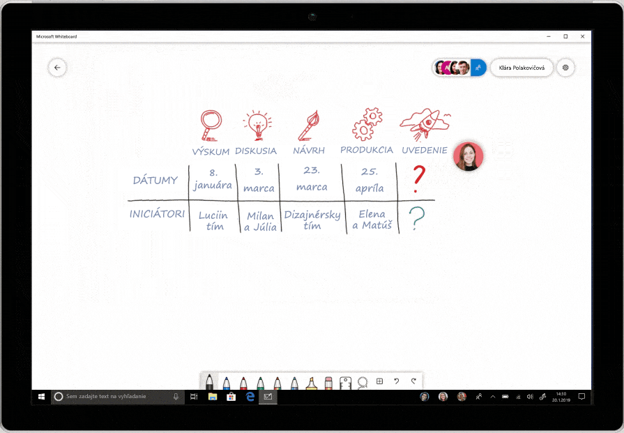 Snímka obrazovky s funkciou Prevod na rukopis v aplikácii Microsoft Whiteboard.