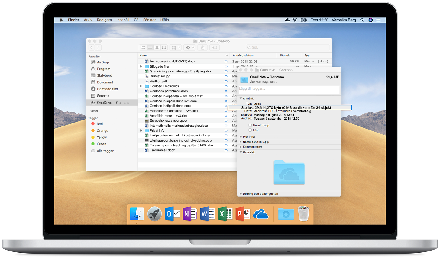 Bild som visar Filer på begäran i OneDrive på en Mac.