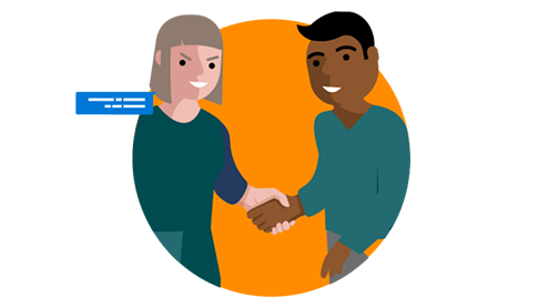 Graphic of two people shaking hands