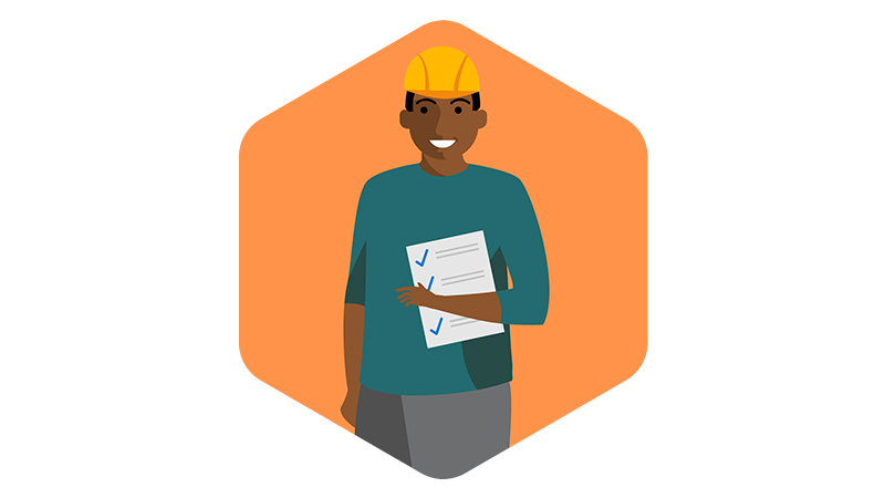 Graphic of a person wearing a hard hat