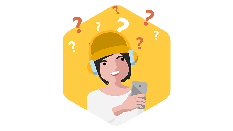 Graphic of a person holding a mobile device and thinking