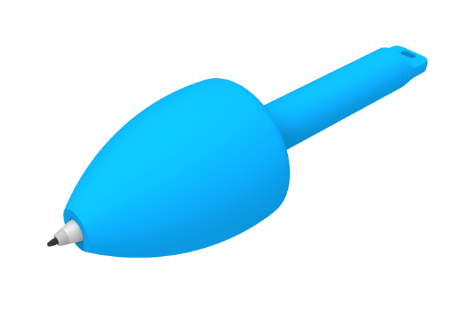 Rendering of a large Smooth Conical Pen Grip without buttons shown with a Pinch tail cap.