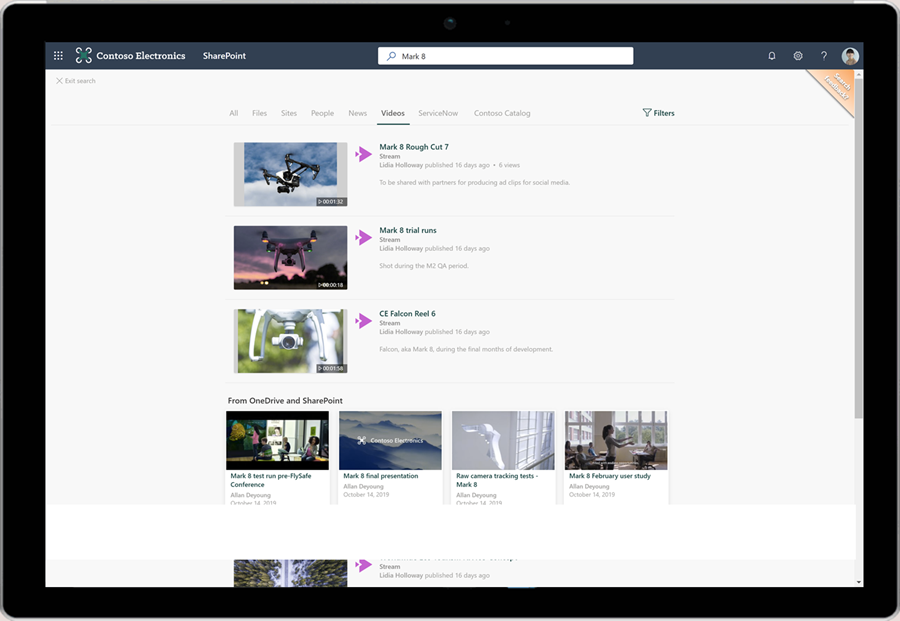 Screenshot eines Nutzers, der Search in SharePoint verwendet