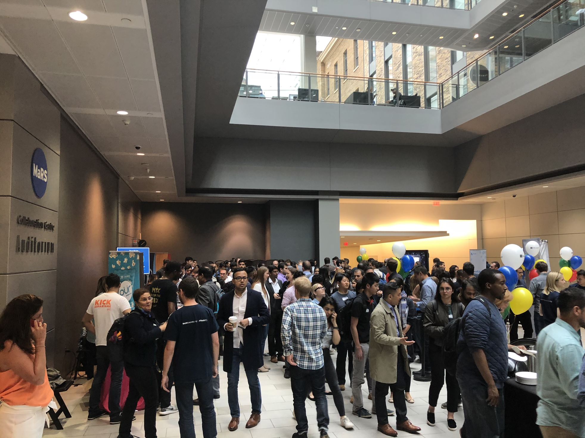 A photograph of the Microsoft AI mixer in the MaRs lobby