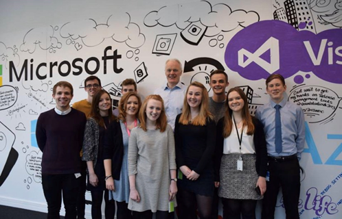 The first Microsoft Uk interns gather for a photo