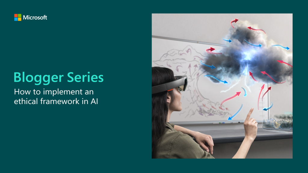 Blogger series graphic showing a person using HoloLens.