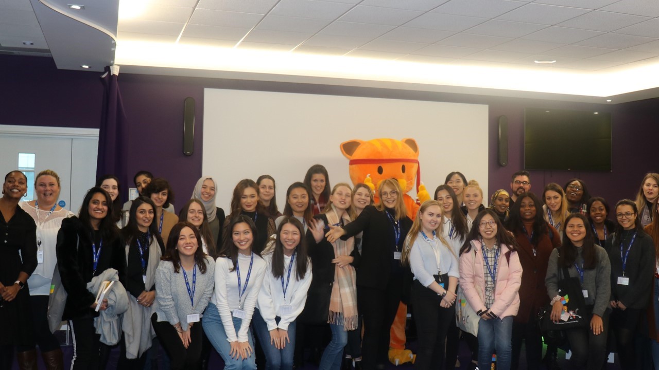 Photo of a group of young women at the Women in Tech Day