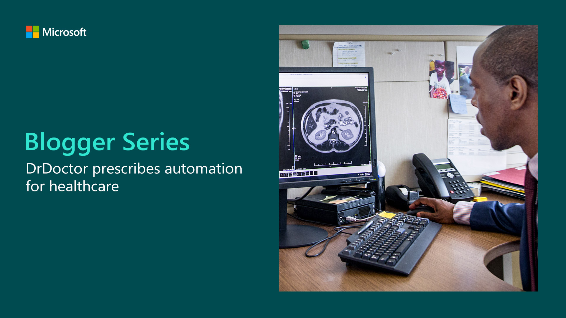 Blogger Series banner showing AI being used in healthcare