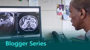 Blogger Series thumbnail showing AI being used in healthcare