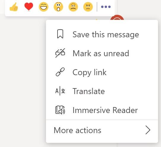 Screenshot of user selecting Immersive Reader option