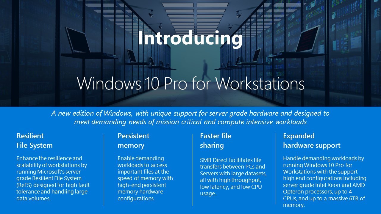 Microsoft announces Windows 10 Pro for Workstations - Microsoft 365 Blog