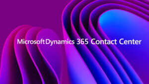 Wavy lines on purple background with copy that reads Microsoft Dynamics 365 Contact Center