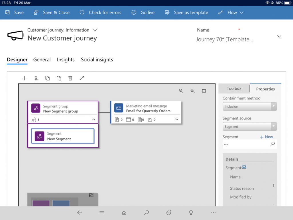 Configure segment step