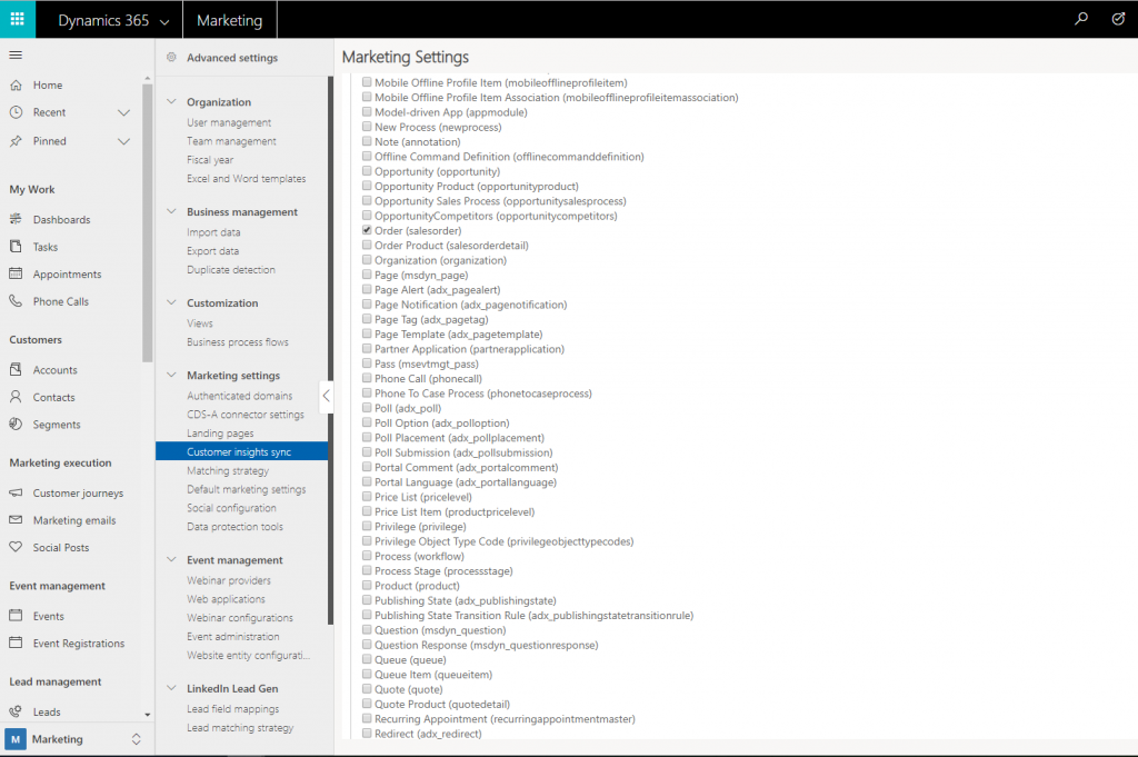 Customer Insights Settings