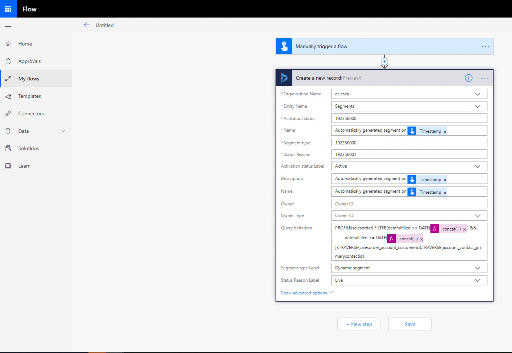 Create Record Parameters