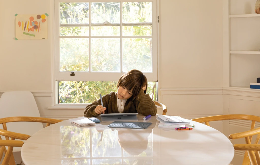 Child working at desk