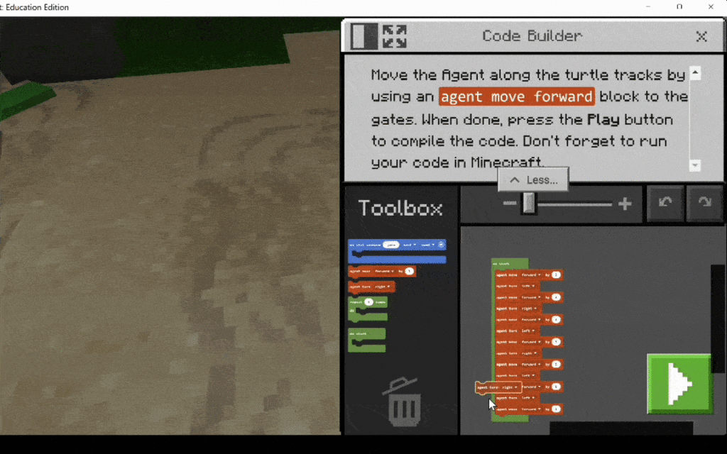 Using the MineCraft toolbox.