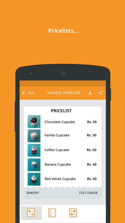 Price lists screenshot