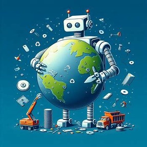 Image of robot holding the earth