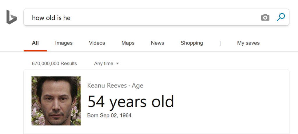 Bing Search image of Keanu Reeves