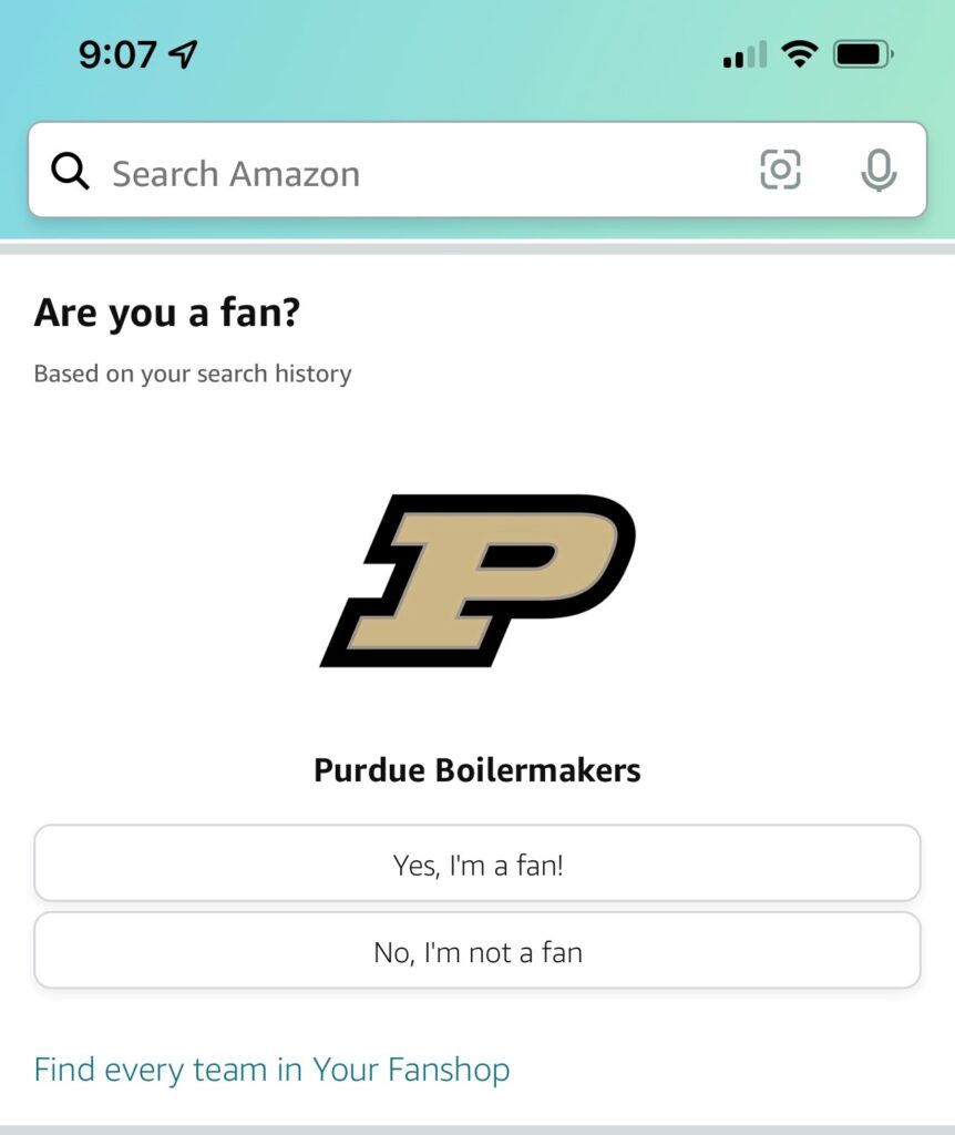 Alpha XR presents a poll asking the user if they are a fan or not of the Purdue Boilermakers