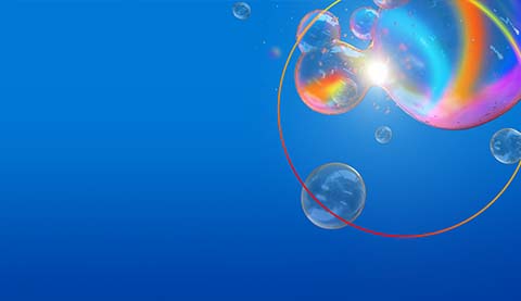 Air bubbles against a blue background