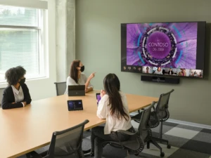 A collaborative meeting in an office