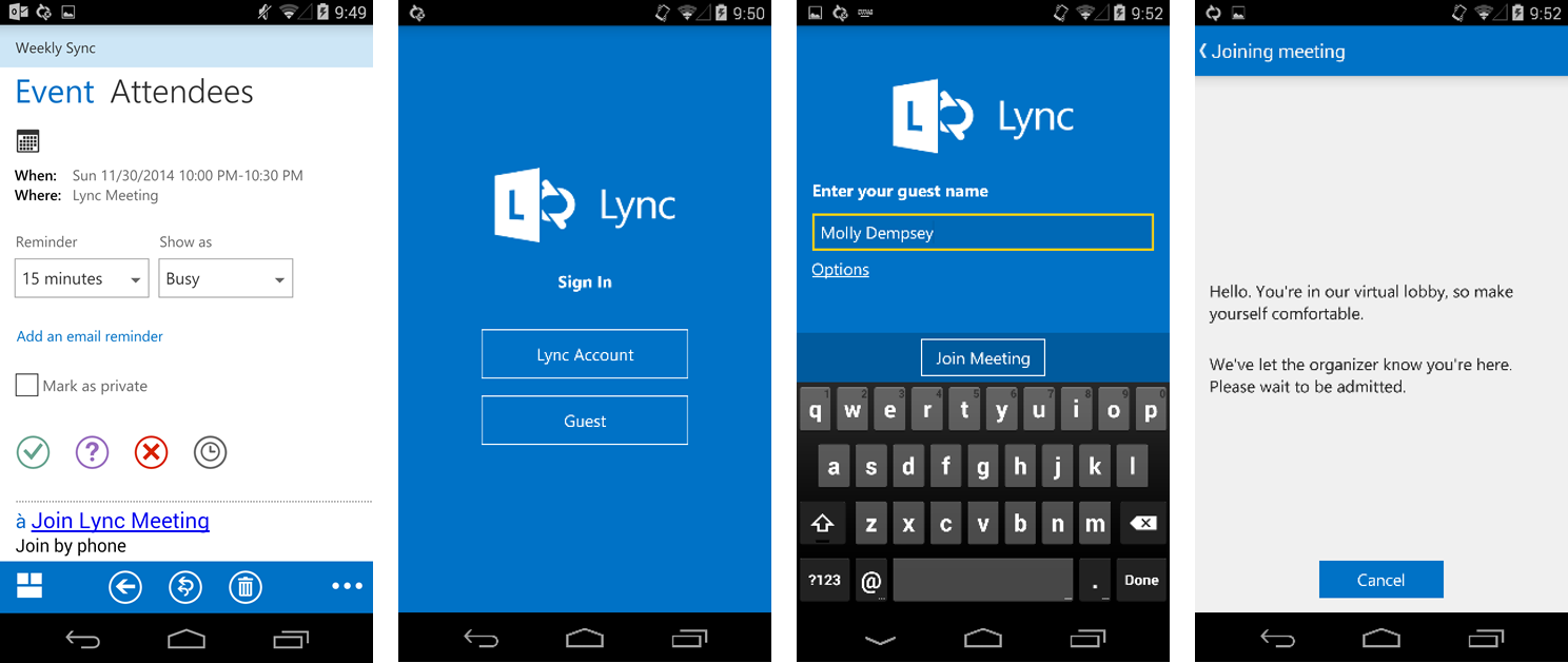 share screen lync web app