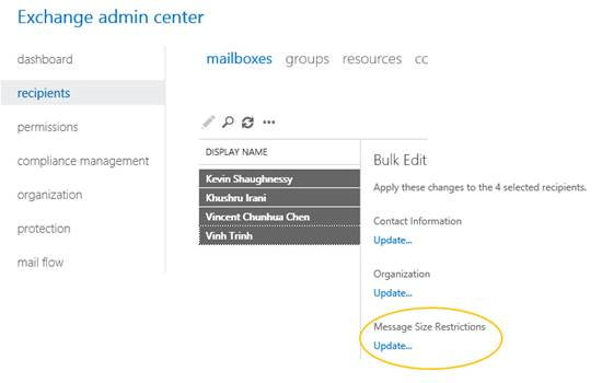 email size restrictions office 365