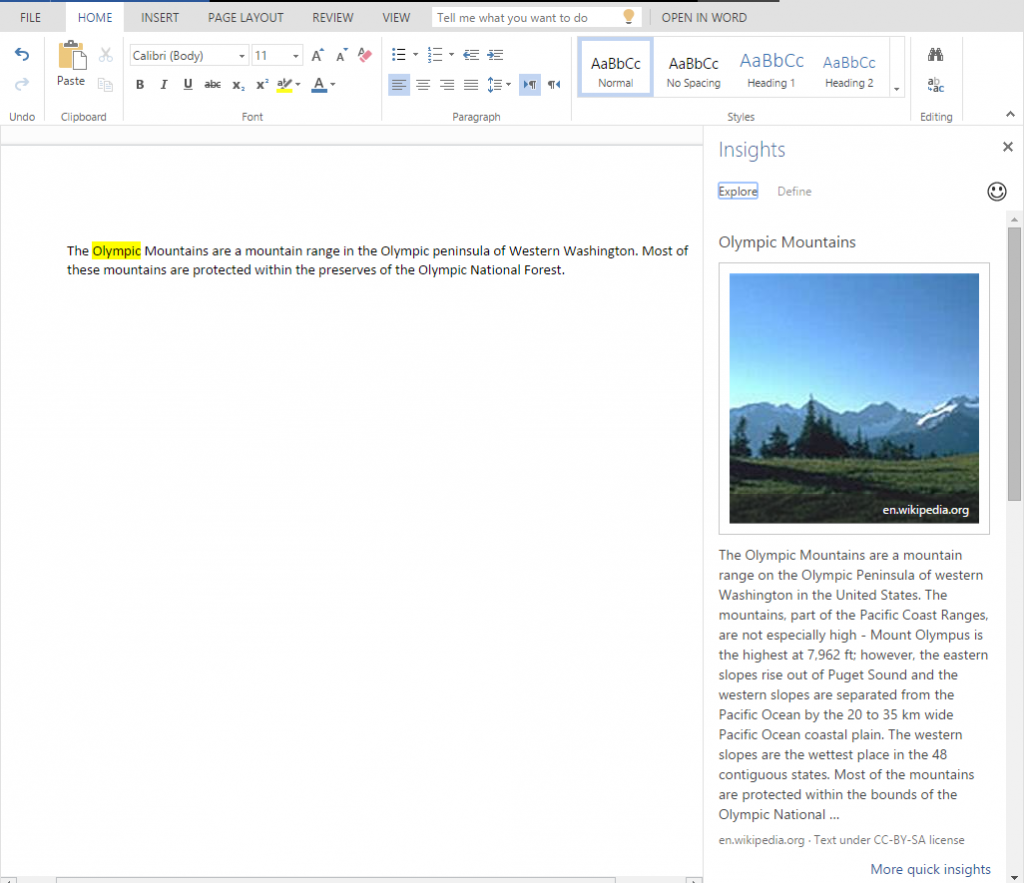 First look at Insights for Office in Word Online—bringing the knowledge ...