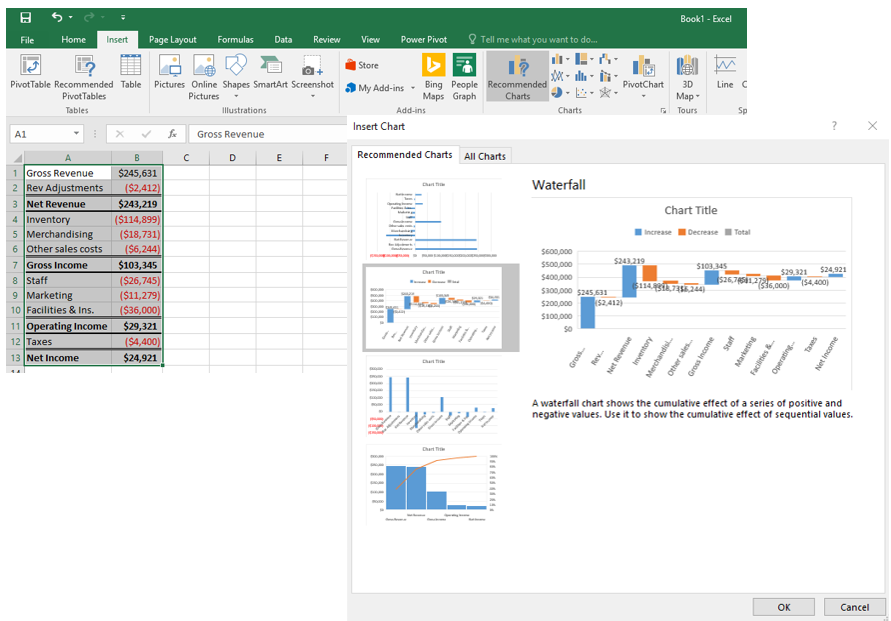 excel waterfall chart template with negative values