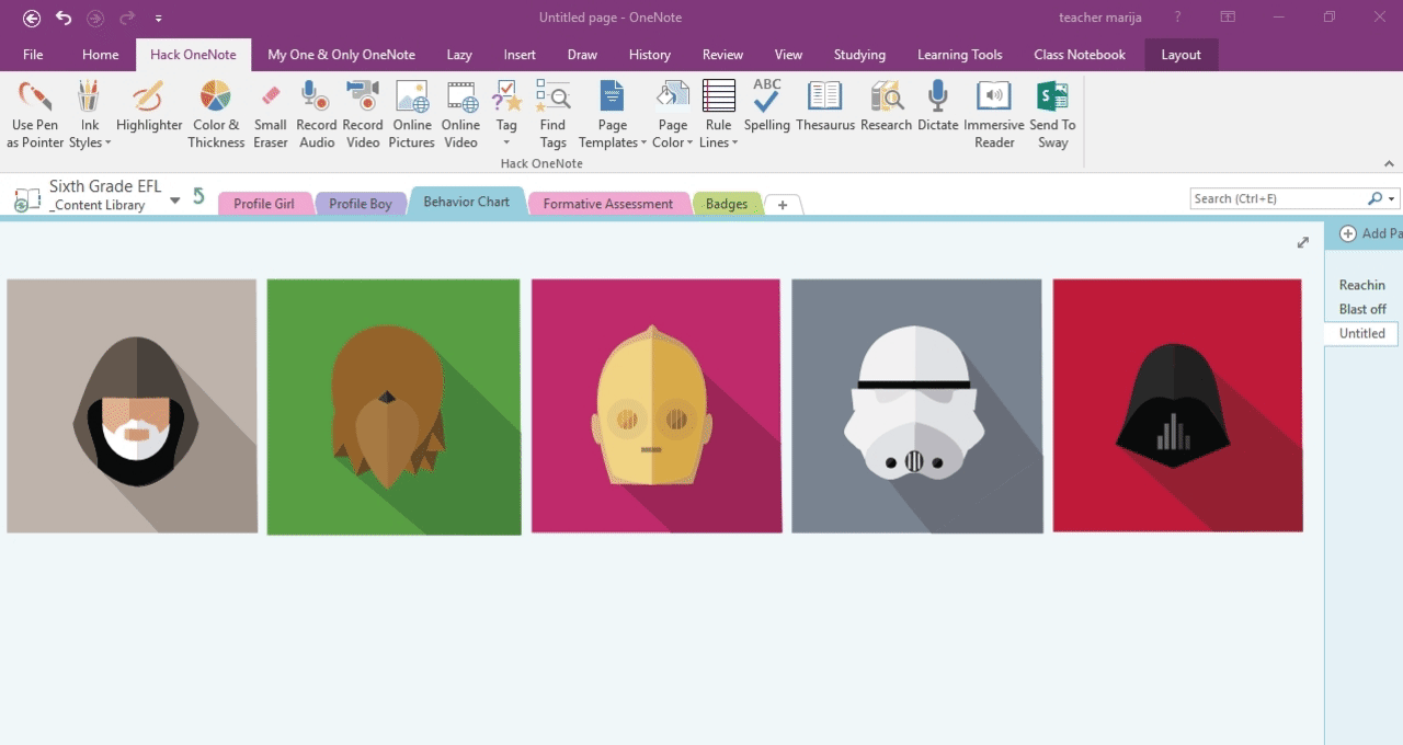 onenote class notebook examples