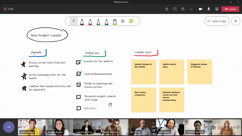 An animated image showing updates to Whiteboard in Teams.