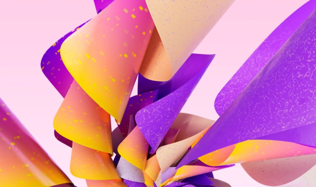 Digital art of purple, yellow, and orange swirls.