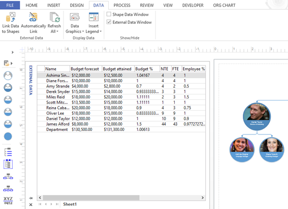 Data-linked diagrams: Linking data from an external data source ...