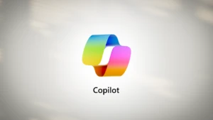 A decorative graphic of the Microsoft Copilot logo.