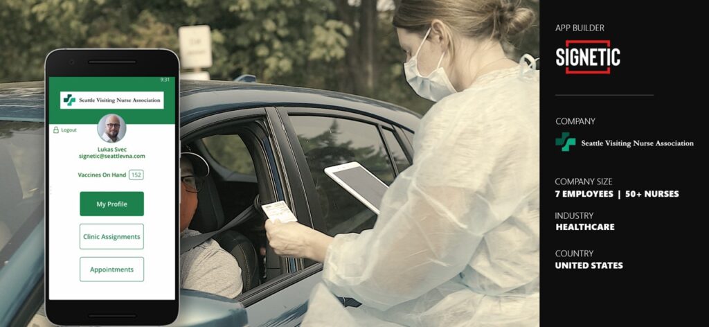 Banner image for SVNA story - picture of nurse at drive-thru flu clinic