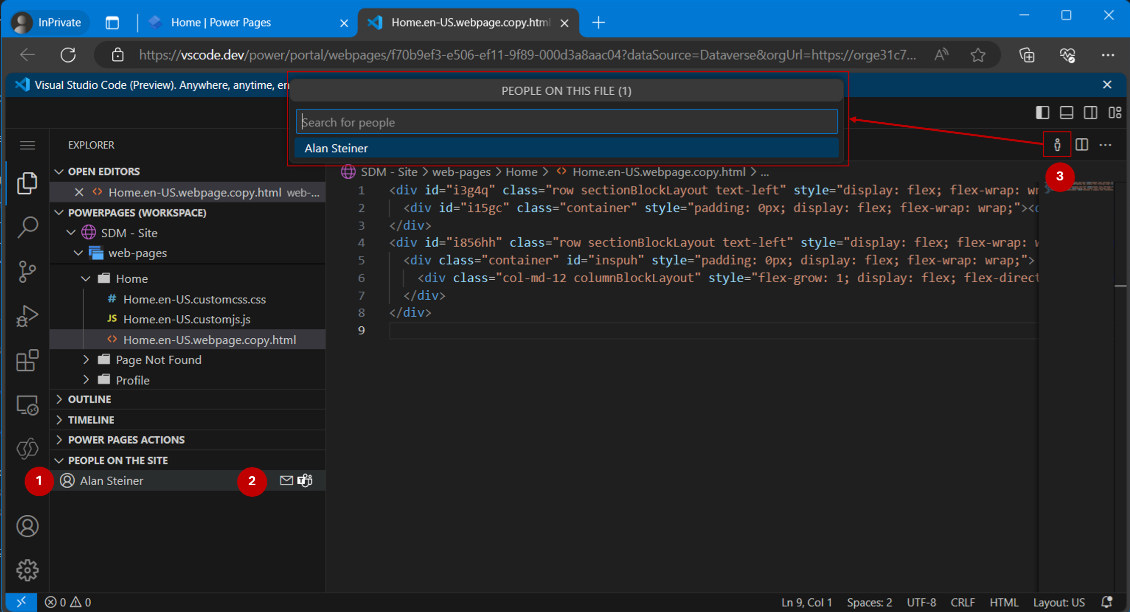 VSCode for the web Copresence features