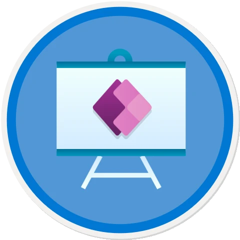 Icon for training content, showing the Power Apps logo on a screen